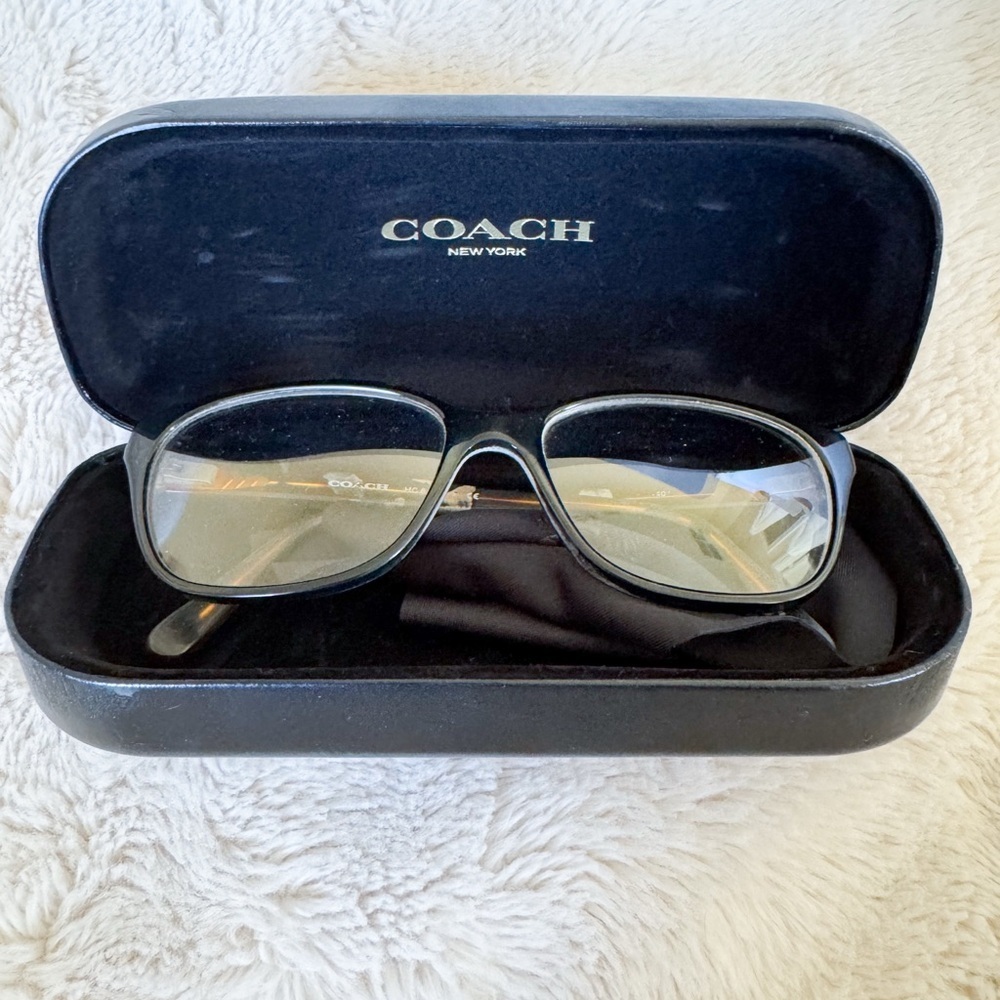 Coach Silver Rectangular Eyeglasses With Black Ca… - image 1